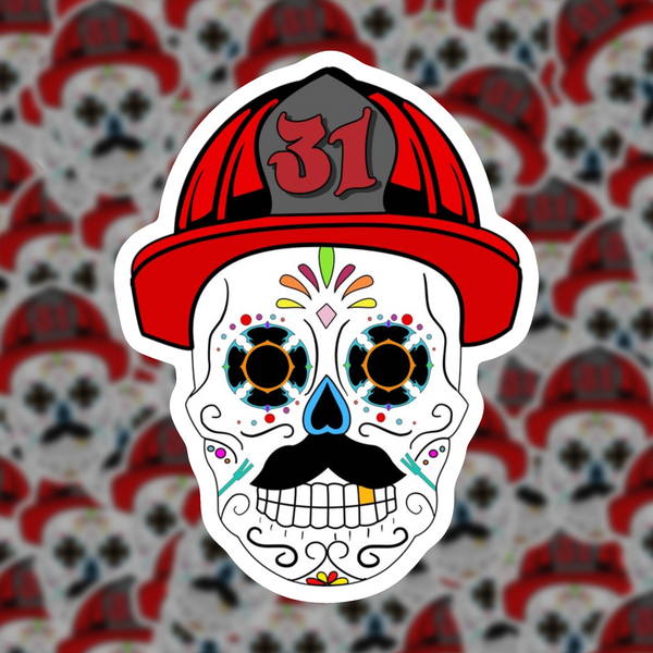 Day of the Dead Firefighter Sticker