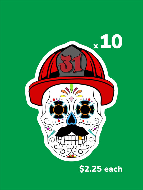 Day of the Dead Firefighter Sticker