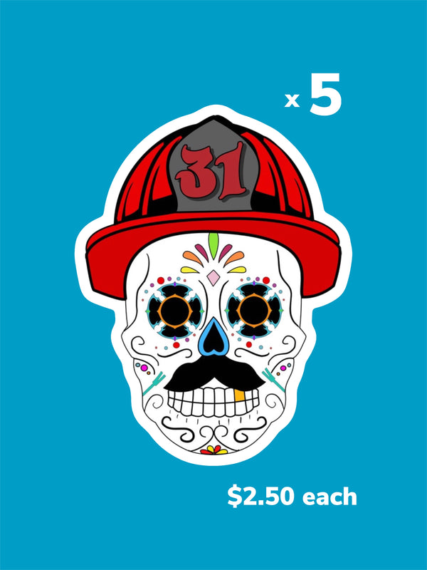 Day of the Dead Firefighter Sticker