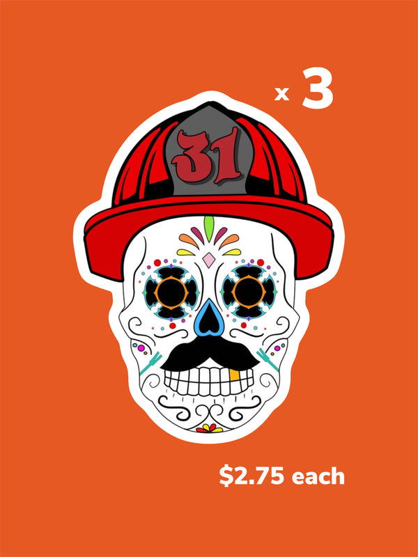 Day of the Dead Firefighter Sticker