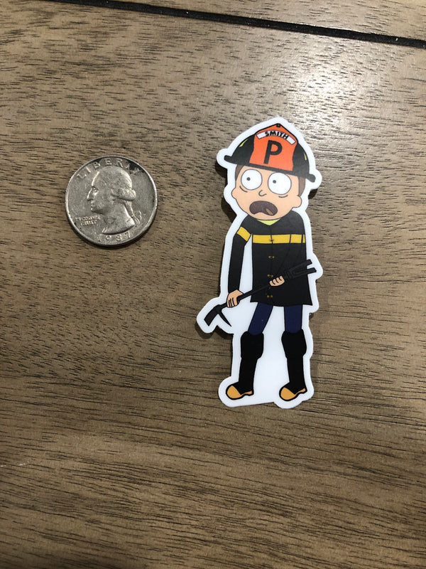 Probie Firefighter  Smith - cartoon firefighter sticker