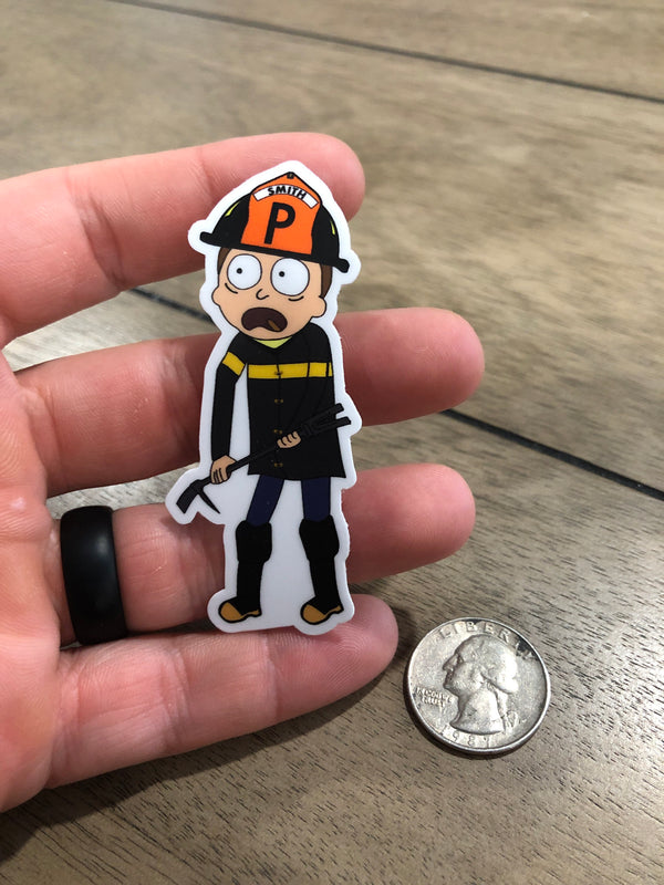 Probie Firefighter  Smith - cartoon firefighter sticker