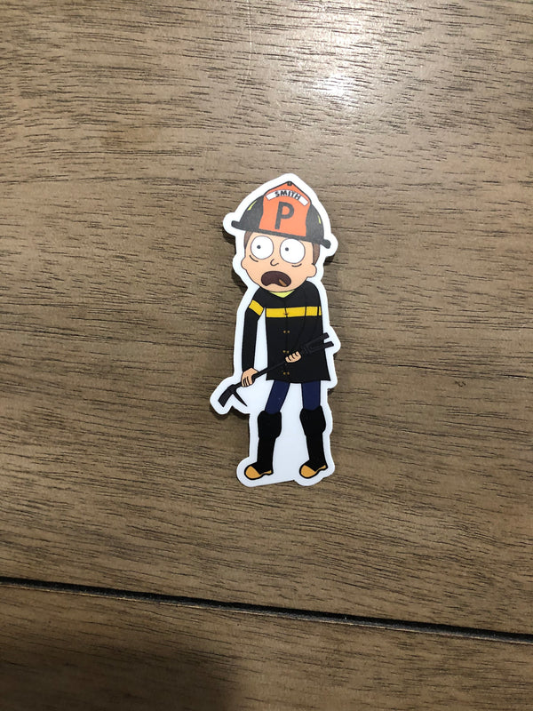 Probie Firefighter  Smith - cartoon firefighter sticker