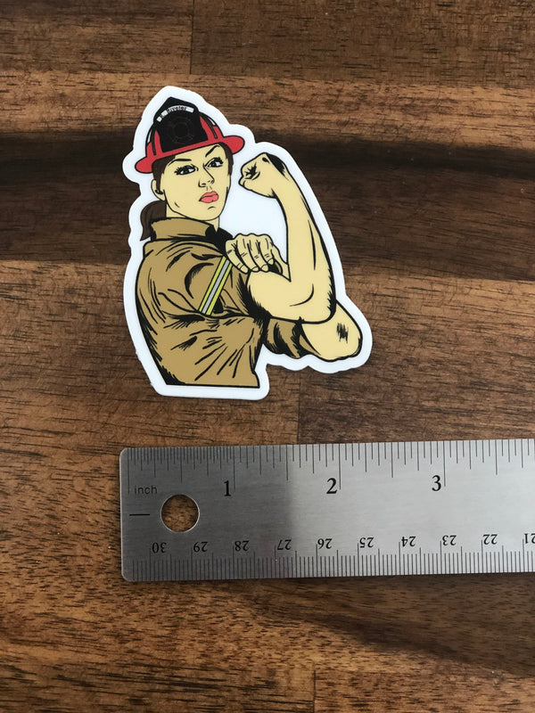 Rosie the Riveter Firefighter sticker