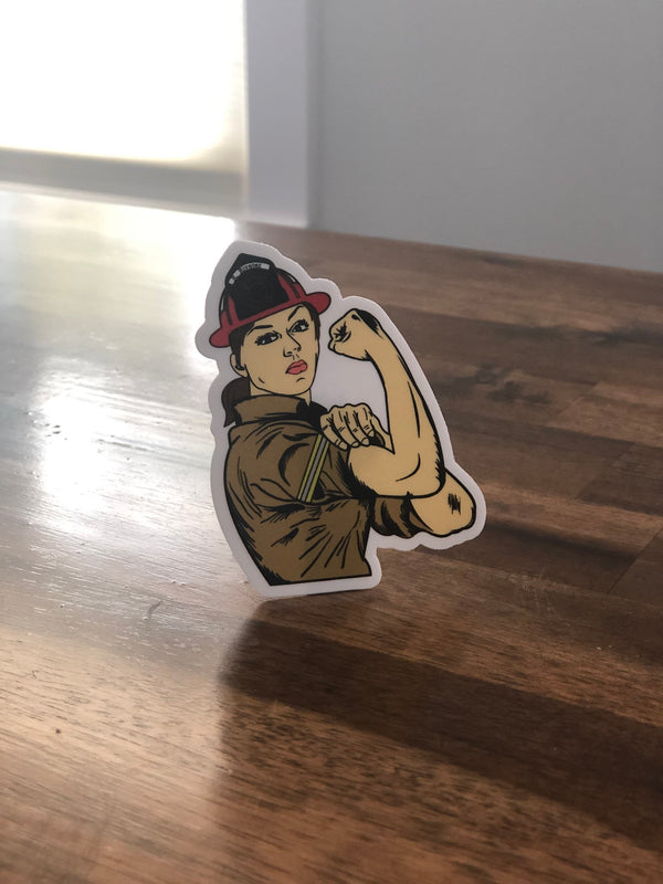 Rosie the Riveter Firefighter sticker