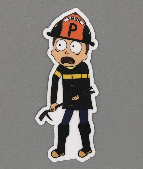 Probie Firefighter Smith - cartoon firefighter sticker