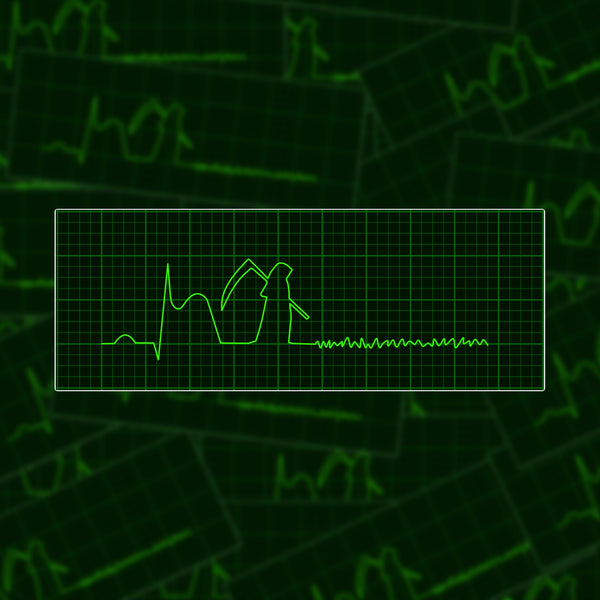 Grim Reaper VFIB EKG Strip Sticker