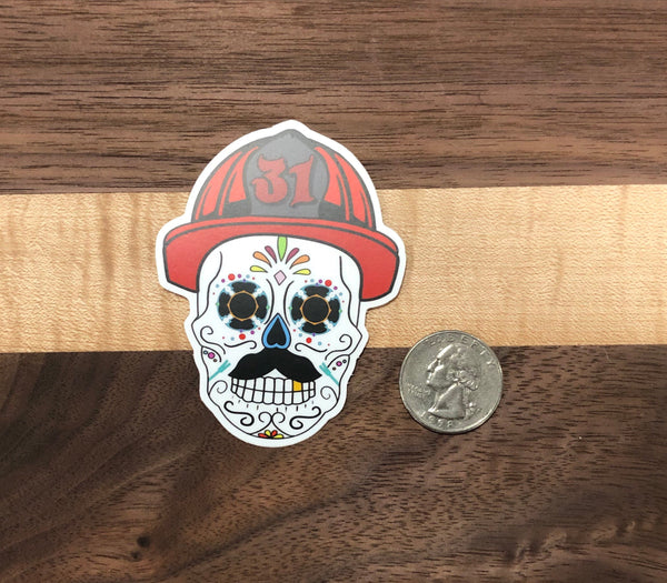 Day of the Dead Firefighter Sticker
