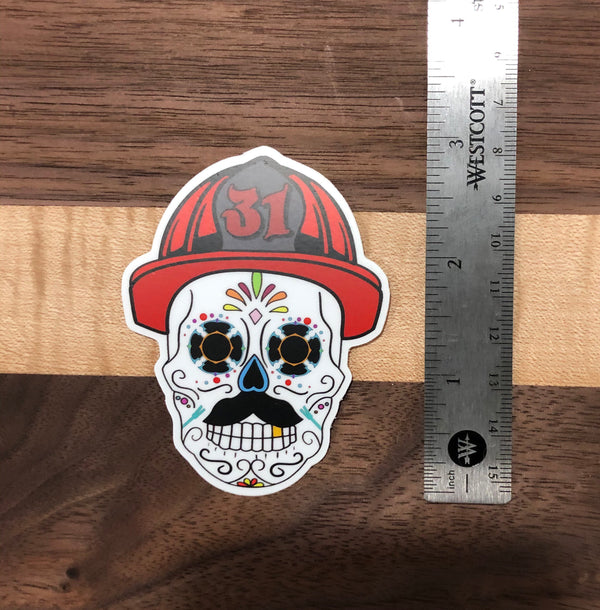 Day of the Dead Firefighter Sticker