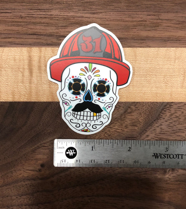Day of the Dead Firefighter Sticker